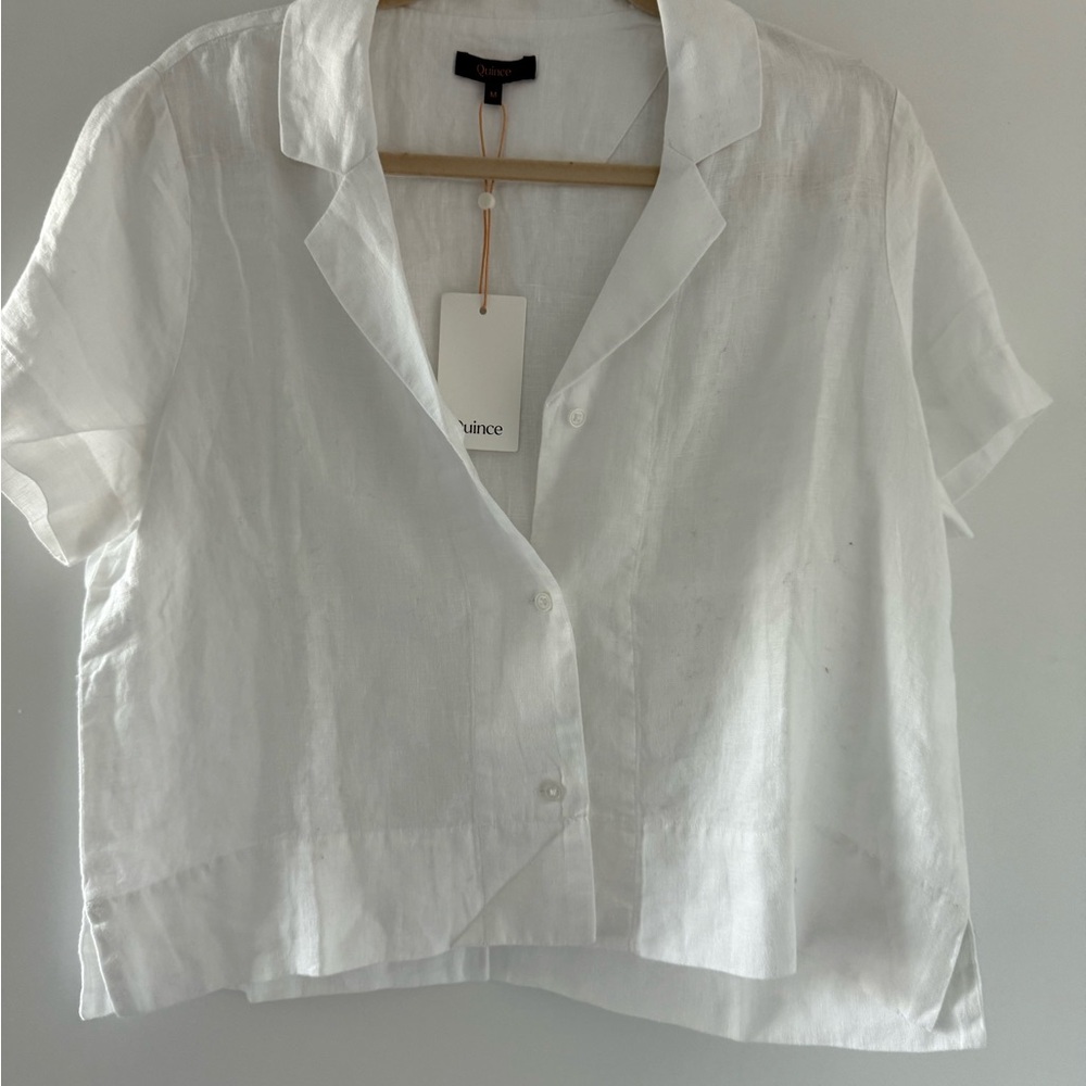 Quince White Button Down Linen Shirt